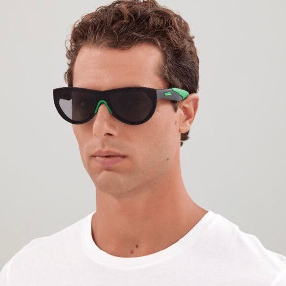 Bottega Veneta BV1234S 004 Sunglasses Shiny Black/Red Shield Frame, Red Lenses - Picture 3 of 10